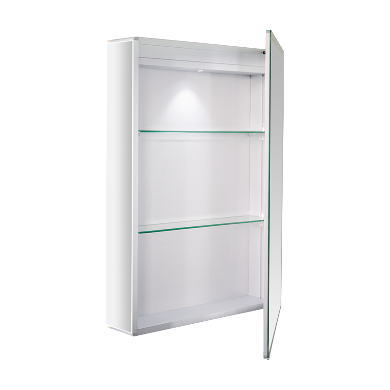 Aluminium waterdichte enkele deur LED-badkamerspiegelkast Aluminium waterdichte enkele deur LED-badkamerspiegelkast